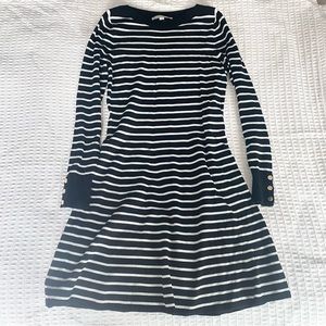 LOFT black and white striped long sleeve sweater dress size Small